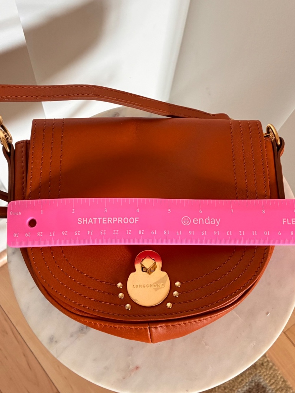 Longchamp orange leather Cavalcade crossbody - Picture 12 of 15